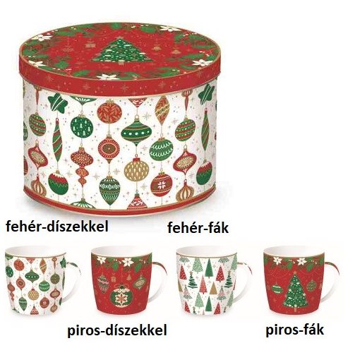 Porcelánbögre 350ml, fémdobozban, Jingle Bells