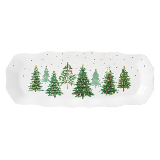 Porcelántálca 37x14cm, dobozban, Festive Trees