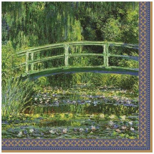 Papírszalvéta 33x33cm, 20db-os, Monet: Vízililiom és japán híd
