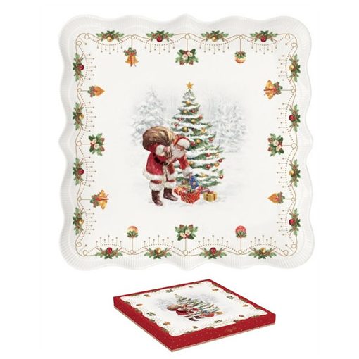 Porcelántálca 30x29,5cm, dobozban, Nostalgic Christmas 