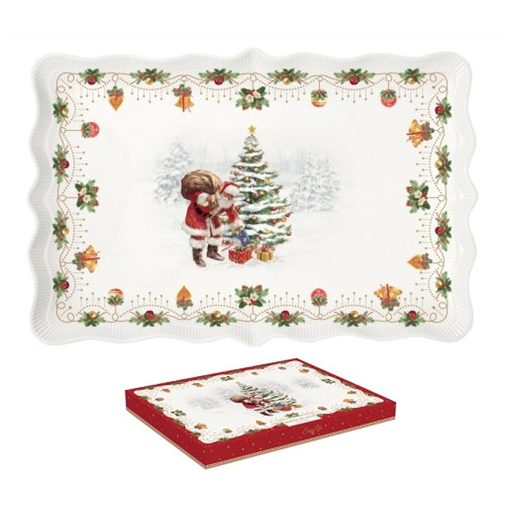 Porcelántálca 35x23,5cm, dobozban, Nostalgic Christmas 