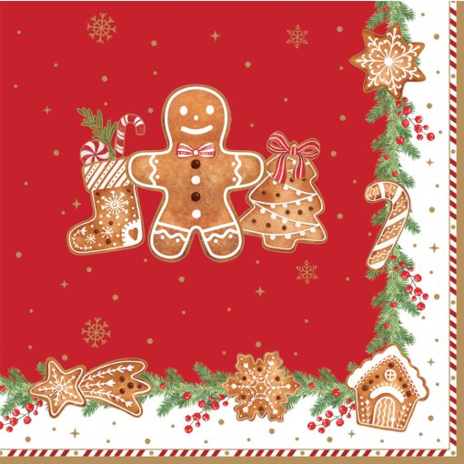 Papírszalvéta 33x33cm, 20db-os, Fancy Gingerbread