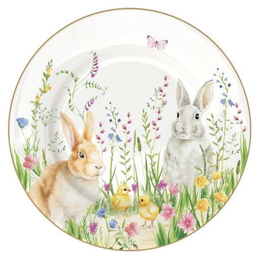 Porcelán húsvéti desszerttányér 19cm, Happy Easter