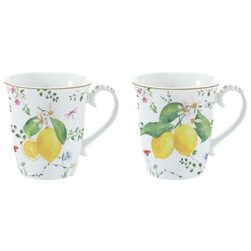 Porcelán bögreszett 2db-os, 275ml, dobozban, Fleurs et Citrons