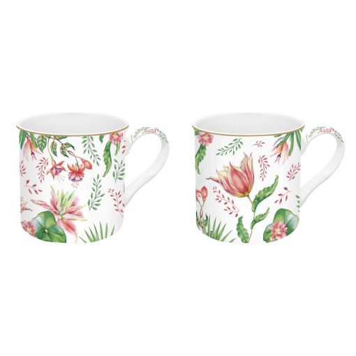 Porcelán bögreszett 2db-os, 300ml, dobozban, Botanic Chic