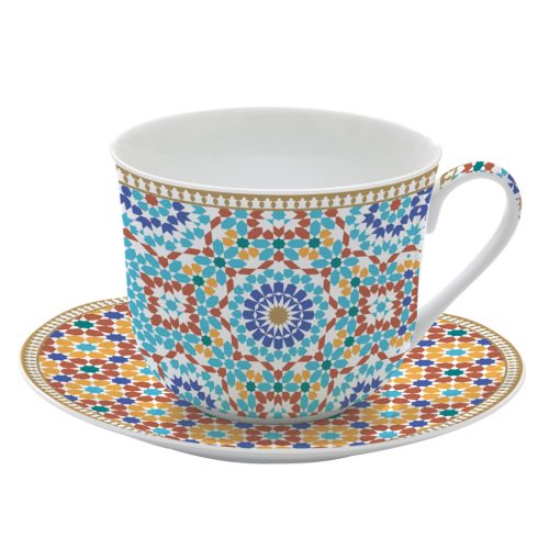 Porcelán reggelizőcsésze+alj, 400ml, dobozban, Marrakech, Atmosphere