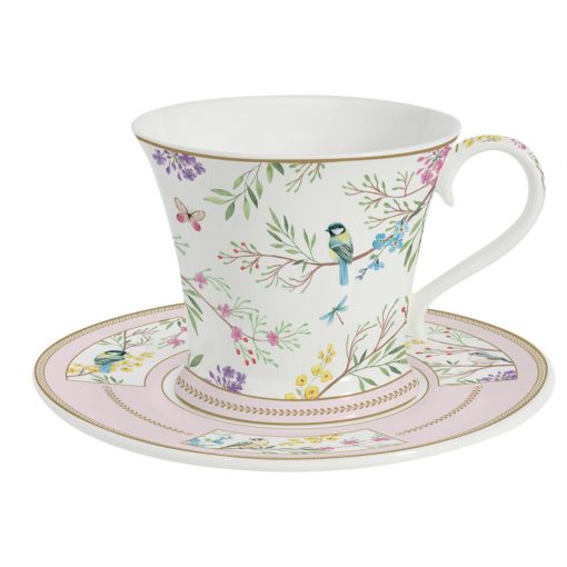 Birds Melody porcelán reggelizőcsésze és csészealj 350ml díszdobozban