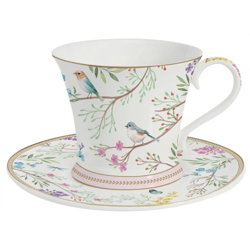 Birds Melody porcelán teáscsésze és csészealj 200ml díszdobozban