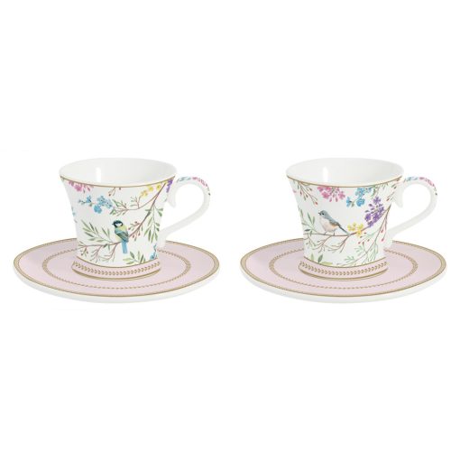 Birds Melody porcelán 2db-os kávéscsésze és csészealj 80ml díszdobozban