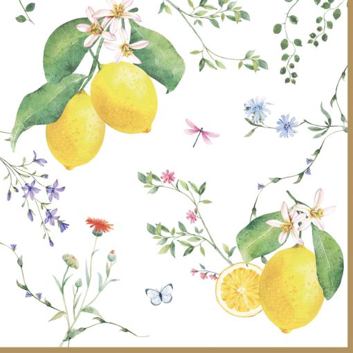 Papírszalvéta 33x33cm, Fleurs et Citrons, 20db-os