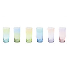   Long drink üvegpohárszett 6 db-os, színes, 430ml, dobozban, Rainbow