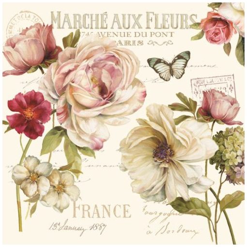 Papírszalvéta 33x33cm, Marche Aux Fleurs,20db-os