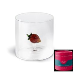   Borosilicate hőálló üvegpohár belső dekorral, 250ml, epres					