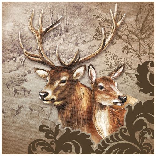 Deer Couple Brown papírszalvéta 33x33cm,20db-os