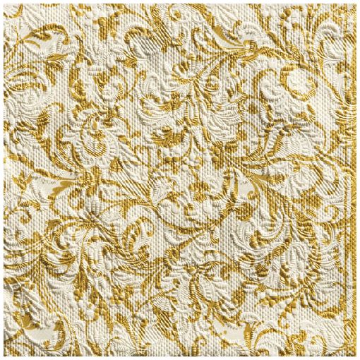 Elegance Damask cream gold dombornyomott papírszalvéta 33x33cm,15db-os