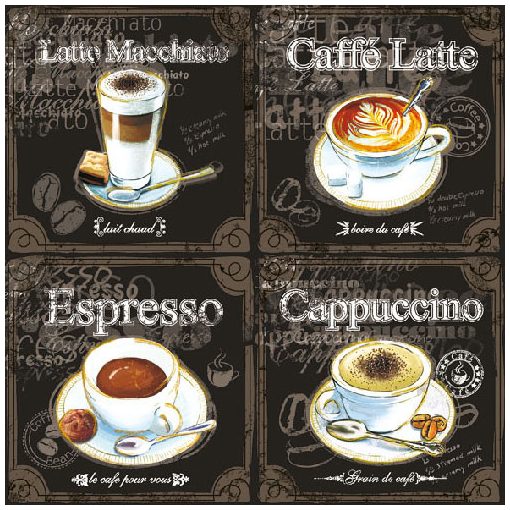 Types Of Coffee papírszalvéta 33x33cm,20db-os