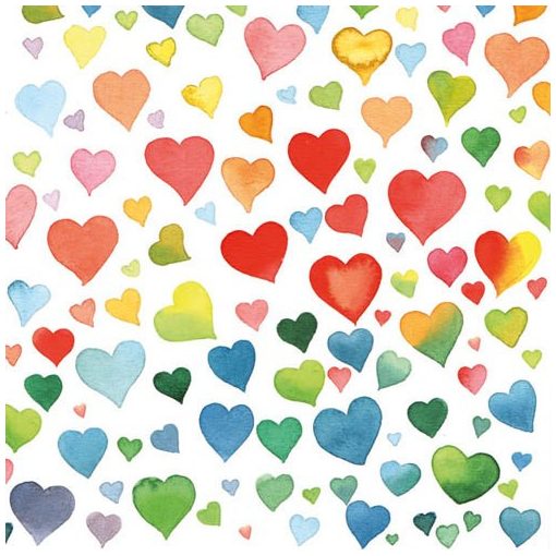 Colourful Hearts Mix papírszalvéta 33x33cm,20db-os