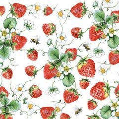 Strawberries All Over white papírszalvéta 33x33cm, 20db-os