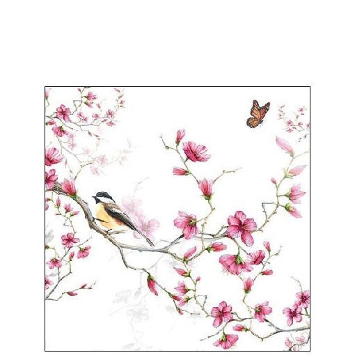 Bird & Blossom white papírszalvéta 25x25cm,20db-os