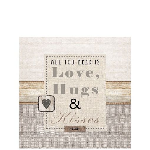 Love, Hugs&Kisses papírszalvéta 25x25cm, 20db-os