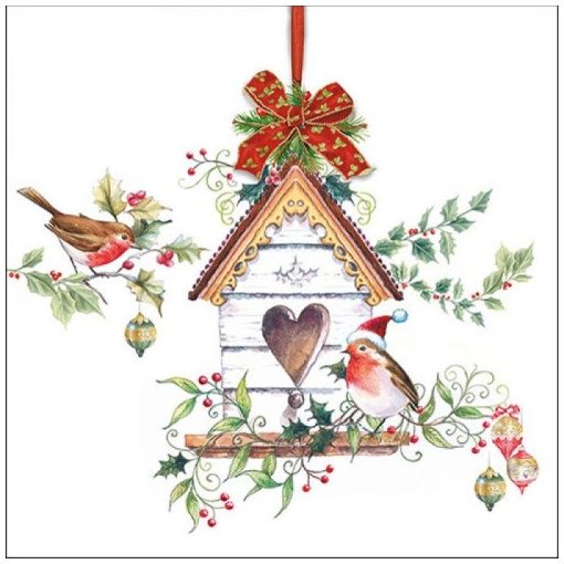 X-mas Birdhouse papírszalvéta 33x33cm, 20db-os