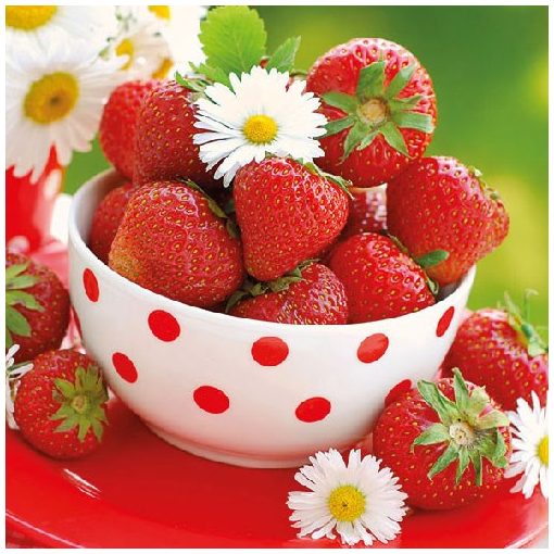 Strawberries In Bowl papírszalvéta 33x33cm,20db-os