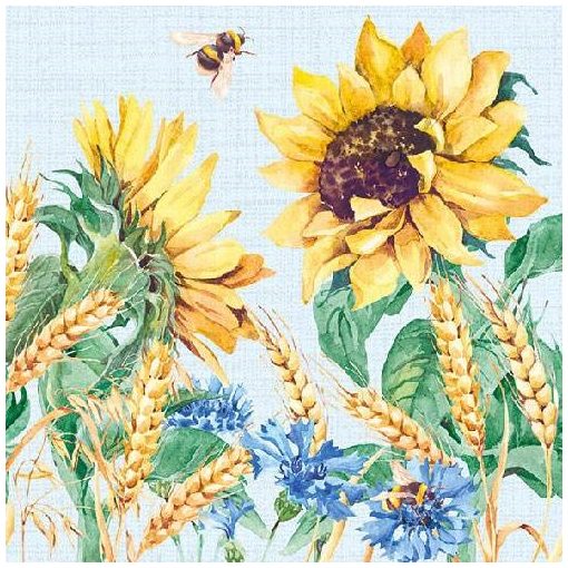 Sunflower and Wheat blue papírszalvéta 33x33cm,20db-os