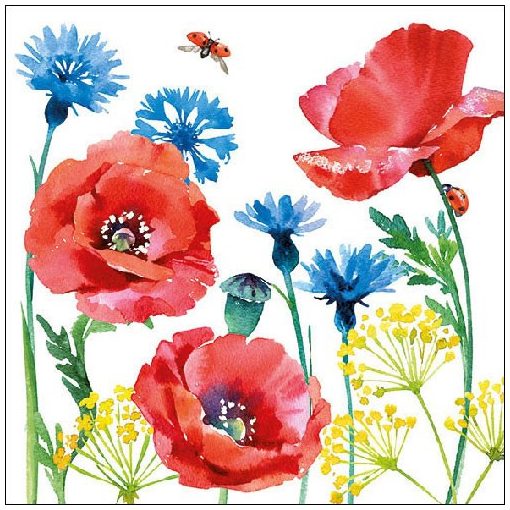 Cornflower and Poppy papírszalvéta 33x33cm,20db-os