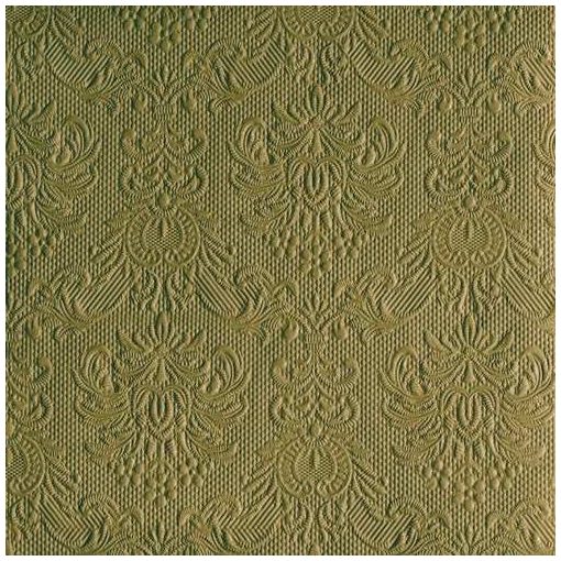 Elegance Olive Green dombornyomott papírszalvéta 40x40cm,15db-os