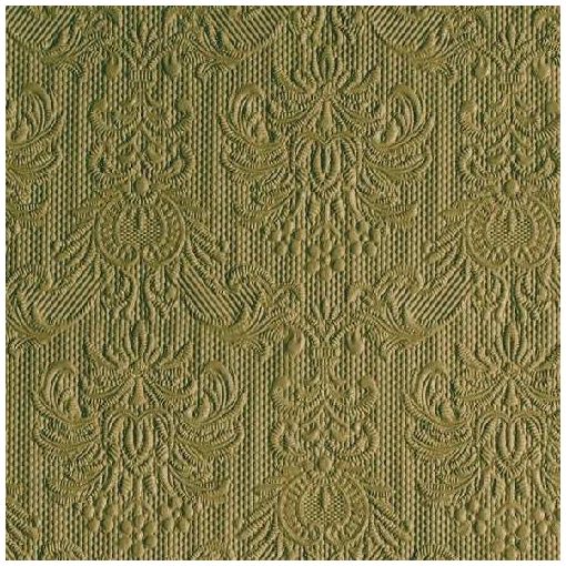 Elegance Olive Green dombornyomott papírszalvéta 33x33cm,20db-os