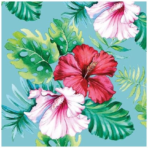 Hibiscus Floral Petrol papírszalvéta 33x33cm,20db-os