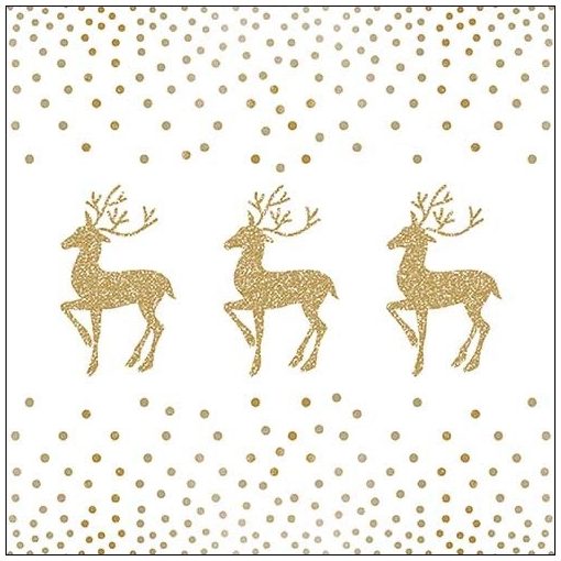 Deer And Dots White/Gold papírszalvéta 33x33cm,20db-os