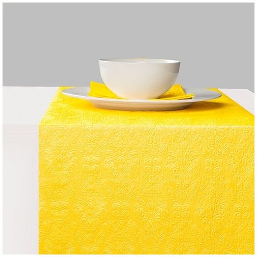 Elegance yellow dombornyomott papír asztali futó 33x600cm