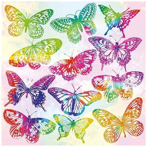 Aquarell Butterflies Mix papírszalvéta 33x33cm,20db-os