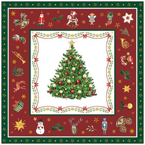 Christmas Evergreen red papírszalvéta 33x33cm, 20db-os