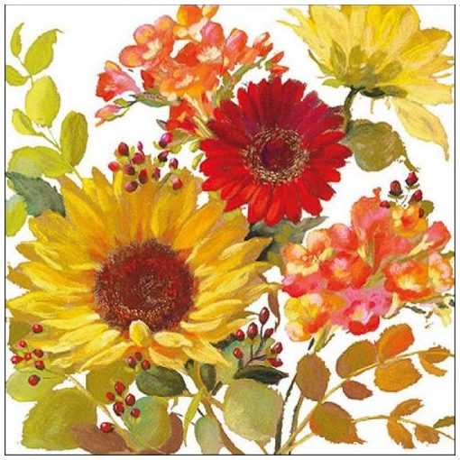 Sunny Flowers Cream papírszalvéta 33x33cm, 20db-os