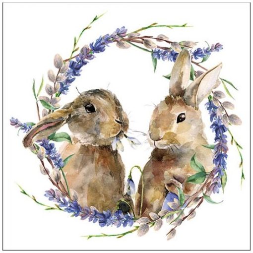 Rabbit Wreath papírszalvéta 33x33cm, 20db-os
