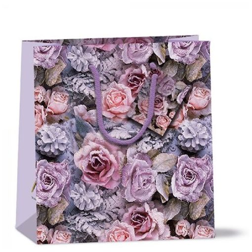 Winter Roses papír ajándéktáska 22x13x25cm
