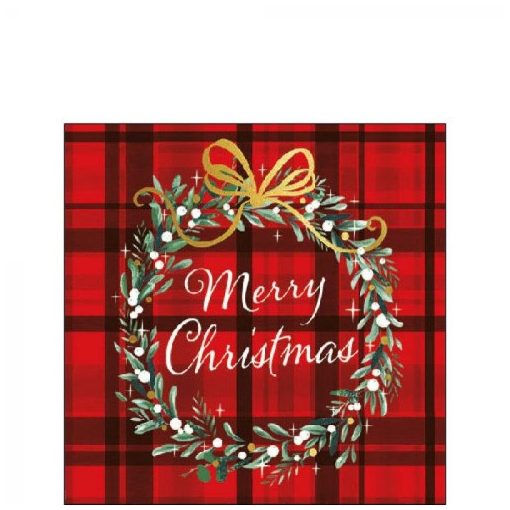 Christmas Plaid Red papírszalvéta 25x25cm, 20db-os