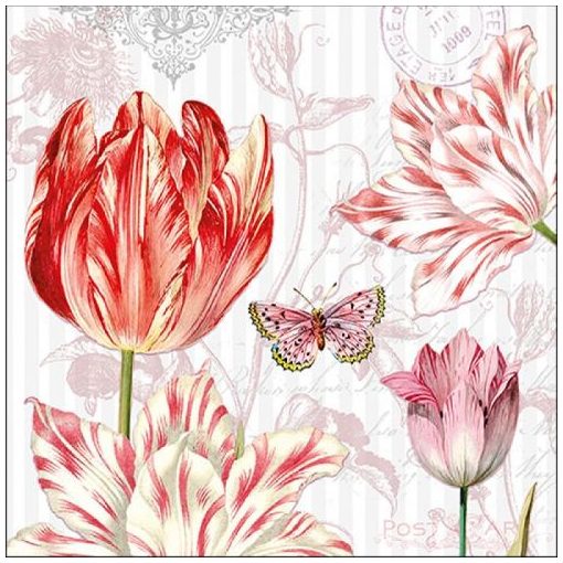 Tulips Postcards papírszalvéta 33x33cm, 20db-os