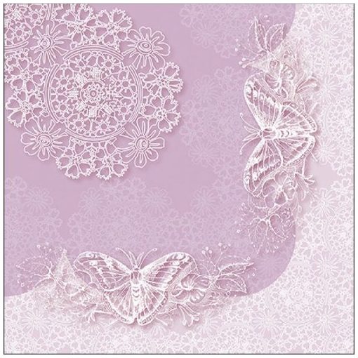 Butterfly Lace Lilac papírszalvéta 33x33cm,20db-os