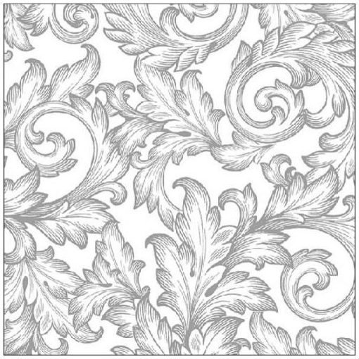 Baroque Silver/White papírszalvéta 33x33cm, 20db-os