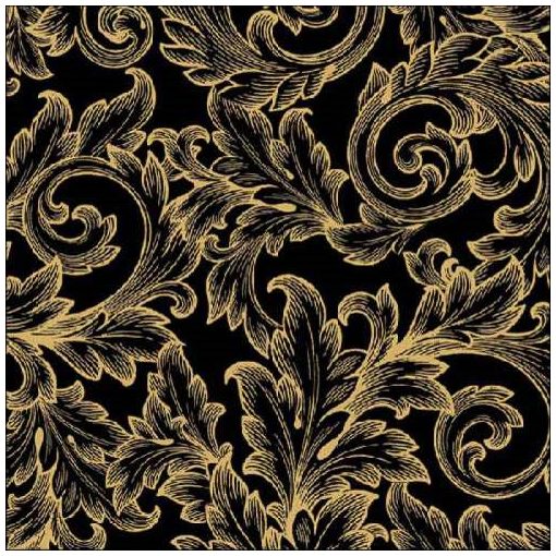 Baroque Gold/Black papírszalvéta 33x33cm, 20db-os