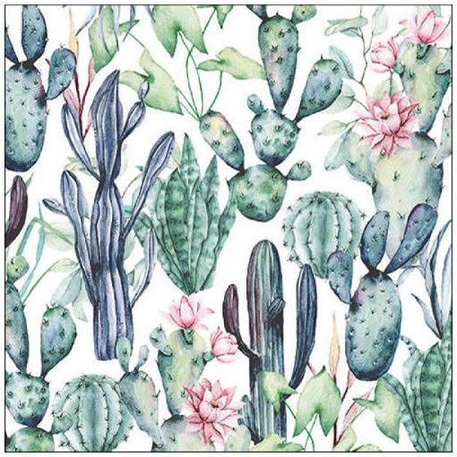 Watercolour Cacti papírszalvéta 33x33cm, 20db-os