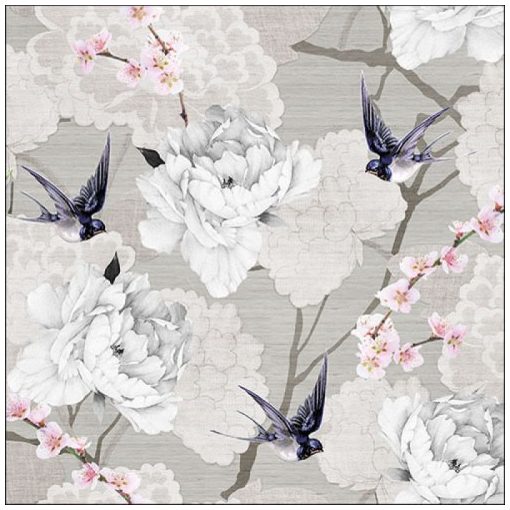 Oriental Flowers Grey papírszalvéta 33x33cm,20db-os