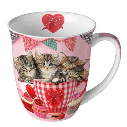 Cats in Tea Cups porcelánbögre 0,4l