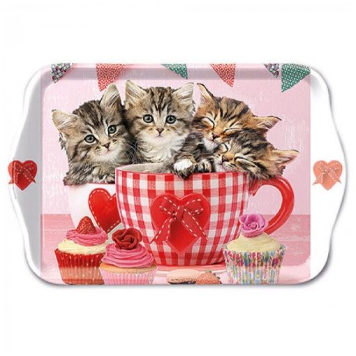 Cats in Tea Cups műanyag kistálca 13x21cm