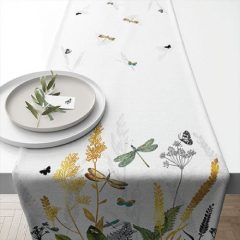 Ornamental Flowers White asztali futó 40x150cm,100% pamut