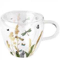   Ornamental Flowers White duplafalú borosilicate üvegcsésze 0,25L