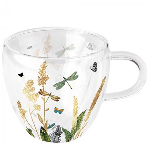 Ornamental Flowers White duplafalú borosilicate üvegcsésze 0,25L